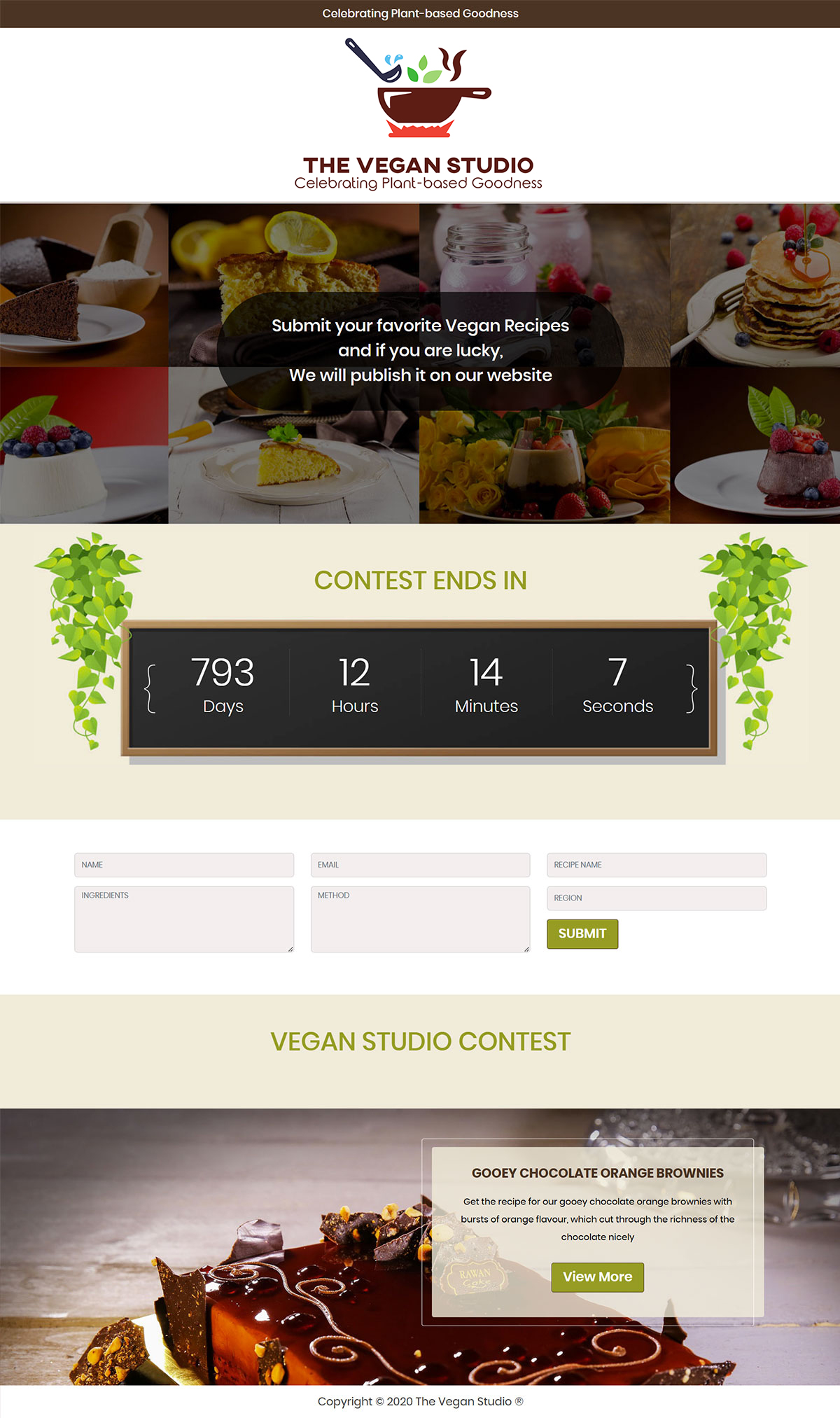 The Vegan Studio recipe contest web application, built during the capstone project